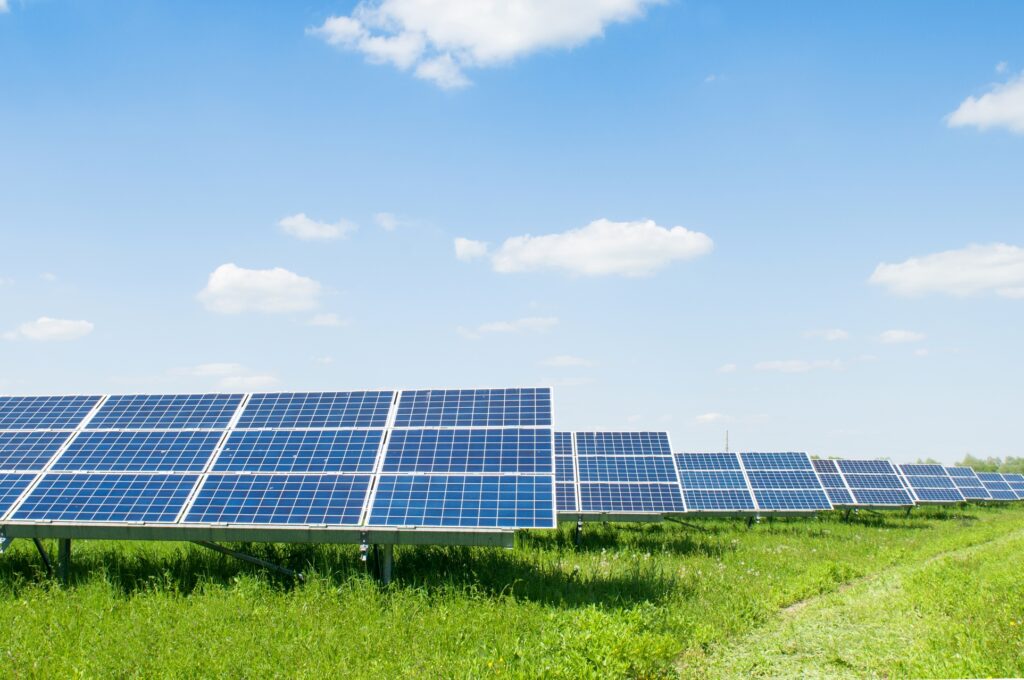 solar field on a beautifully sunny day