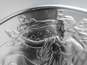 close up of silver coin