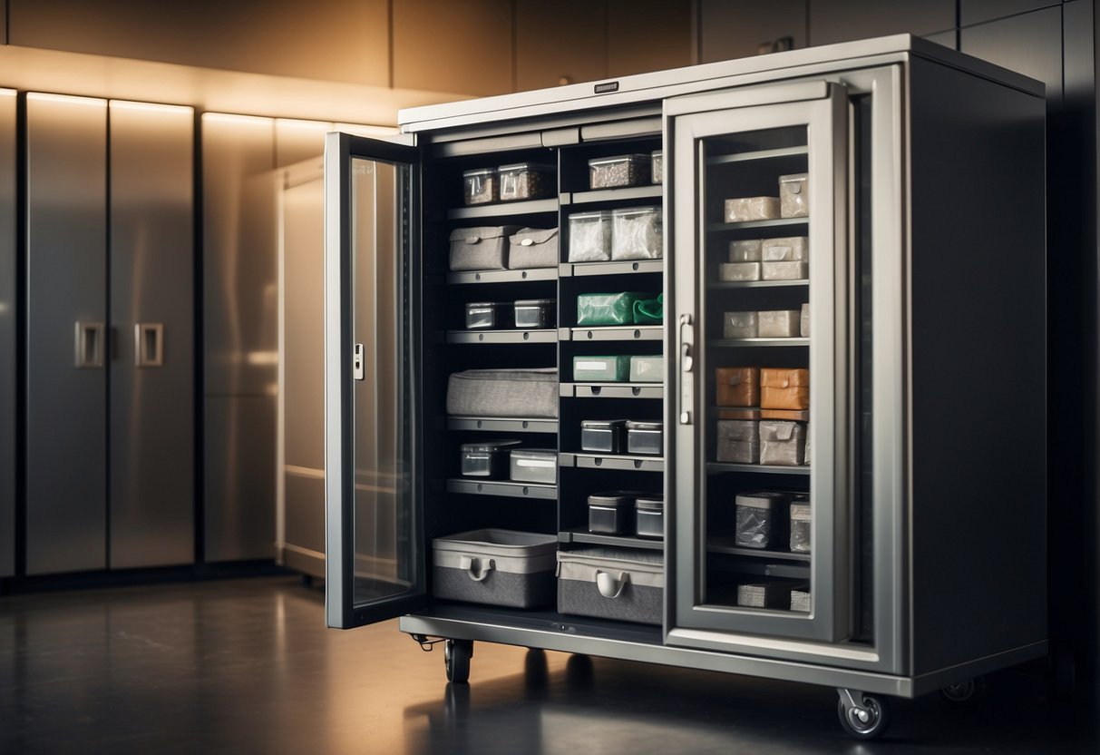 Various silver storage methods: lockable cabinets, anti-tarnish bags, and velvet-lined drawers