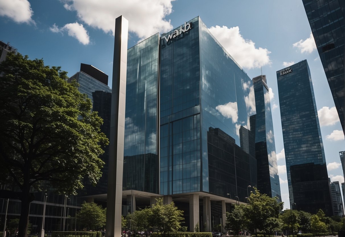 The World Banks headquarters stand tall a modern architectural marvel amidst a bustling cityscape Its sleek glass facade reflects the history and global impact of this influential financial institution