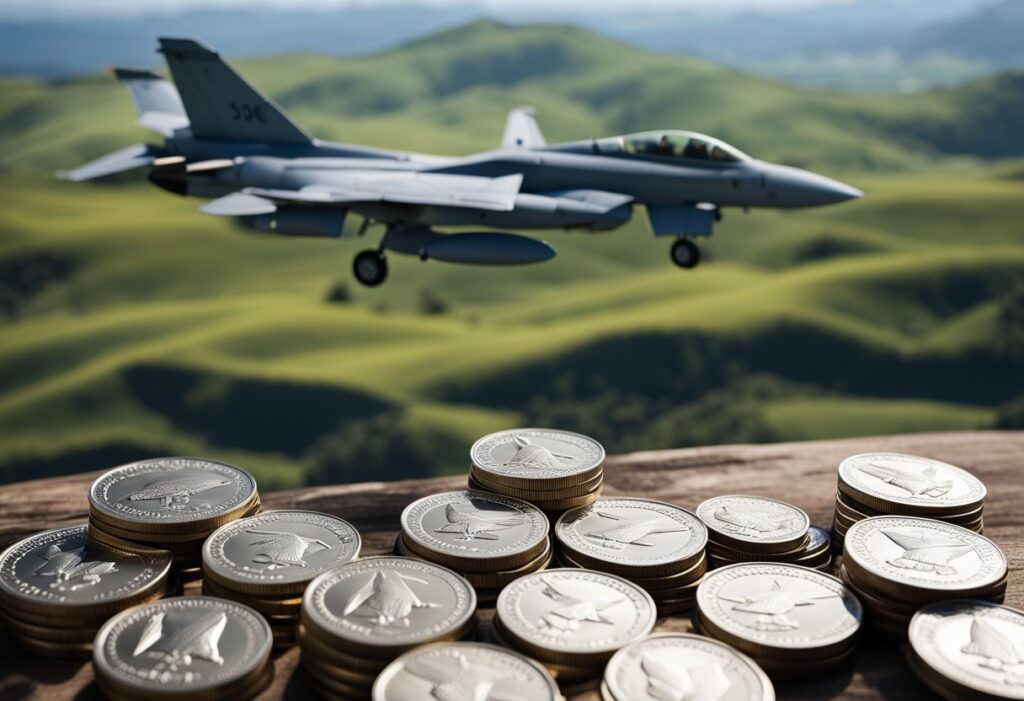 Silver Coins and Fighter Jets going to War