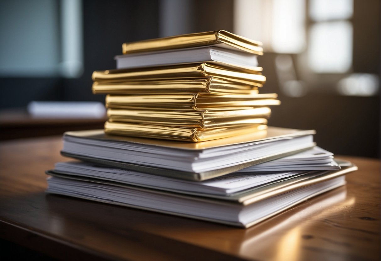 book reports stacked on a desk