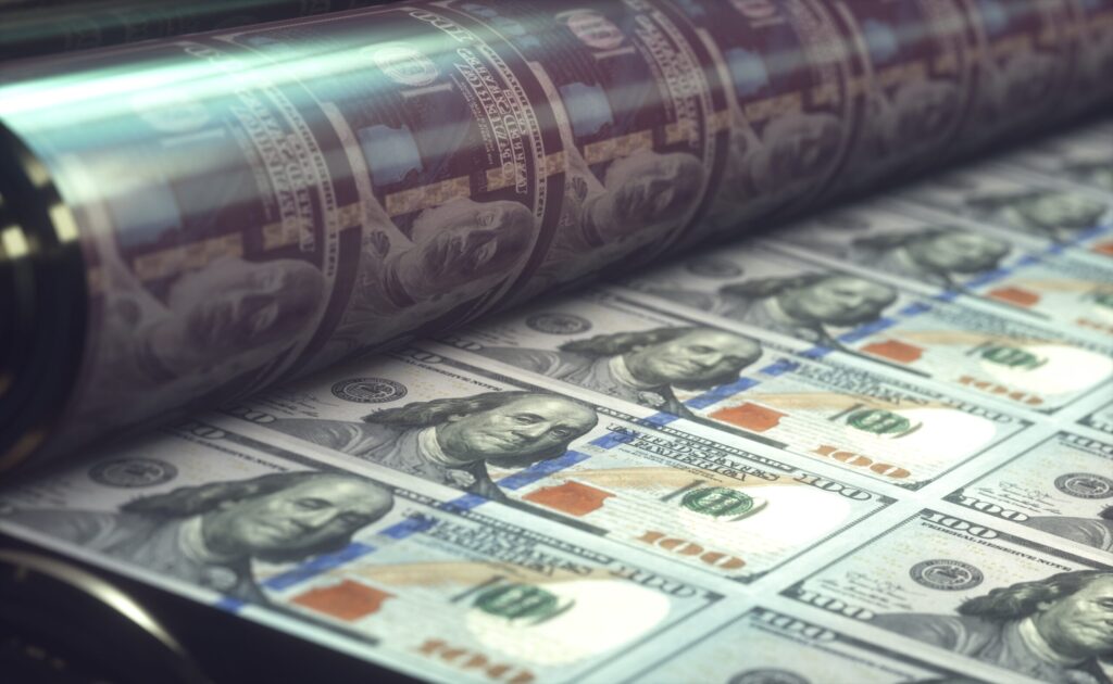 US Dollars printing rapidly Hyperinflation