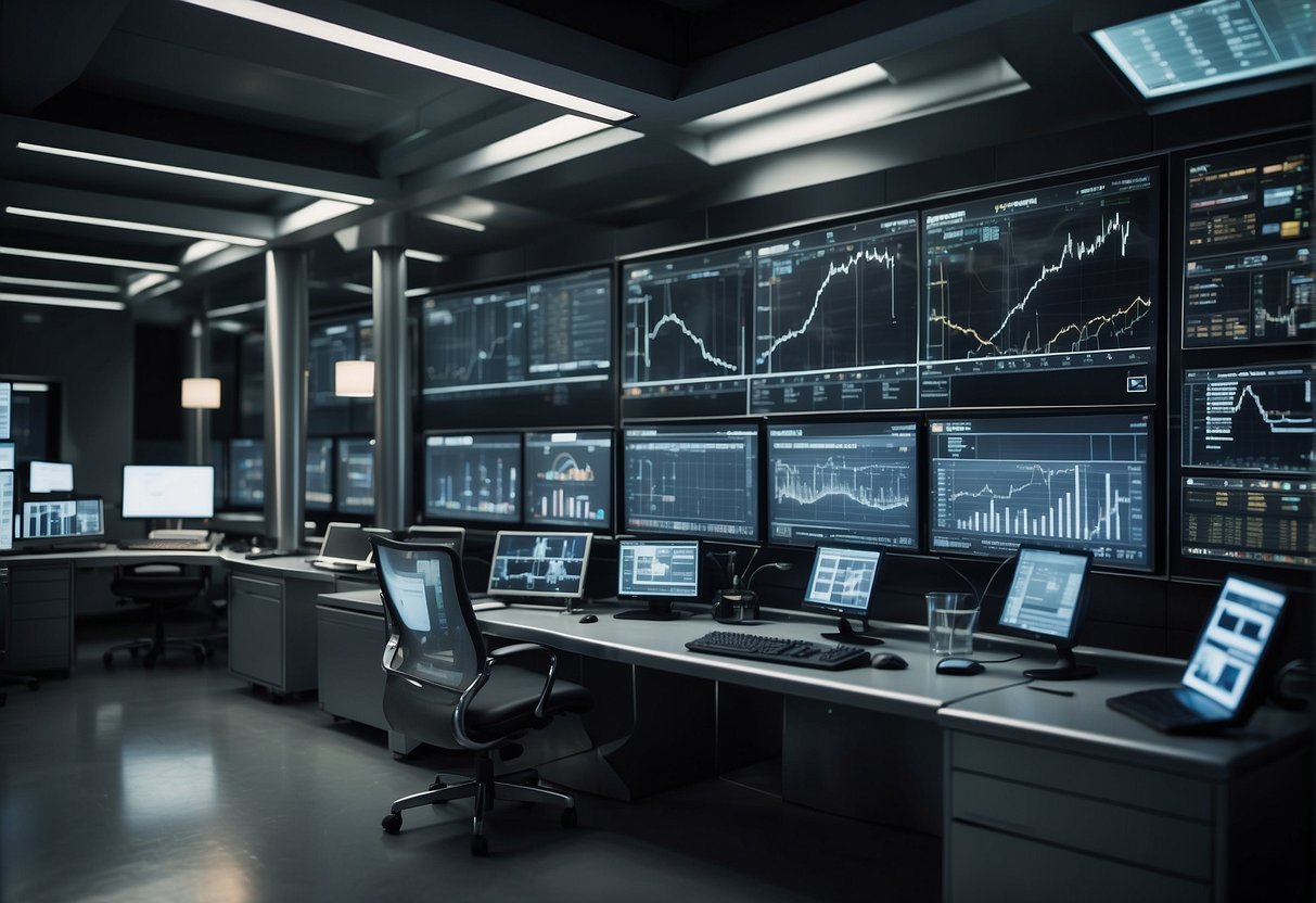 sci-fi type of trading room futuristic