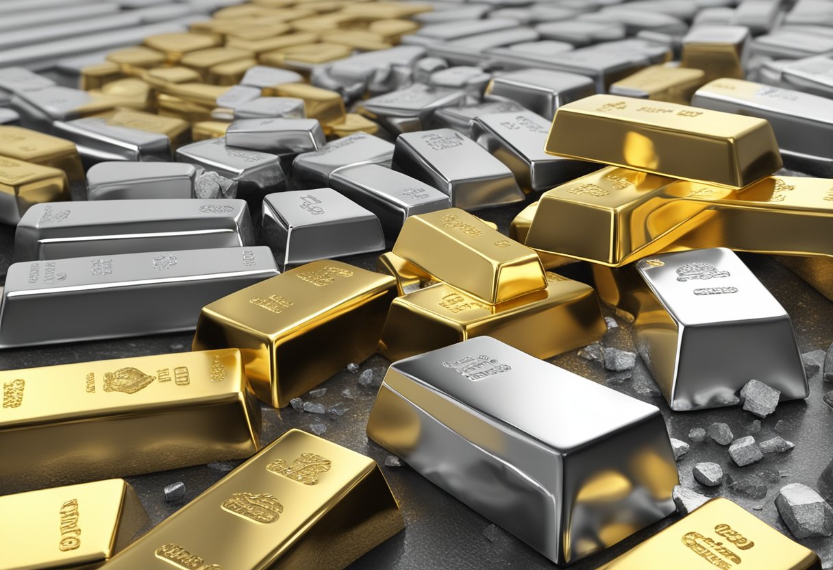 A battlefield with silver and gold bars, showing the impact of war on the gold-silver ratio