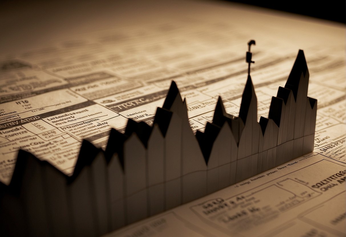 A graph showing the fluctuating relationship between government debt and interest rates, with a looming shadow representing the threat of hyperinflation