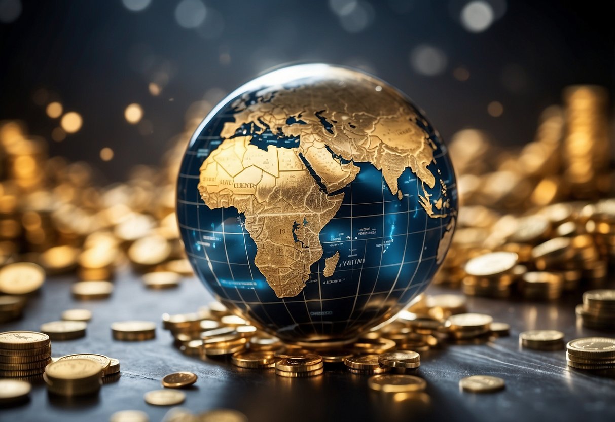globe on pile of gold coins