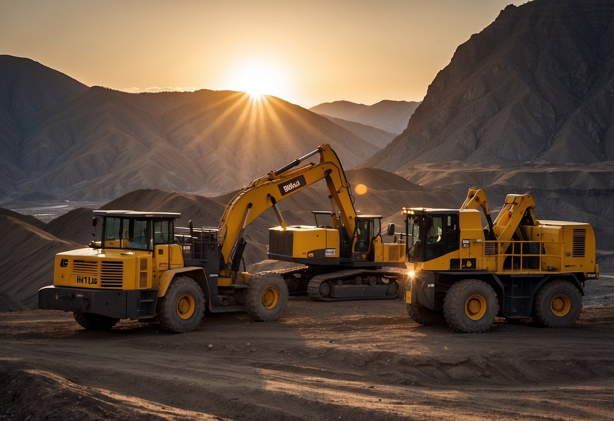 huge trucks at a gold mine