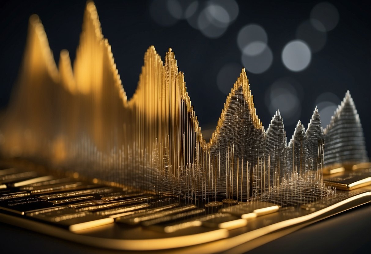 line chart made of gold lines