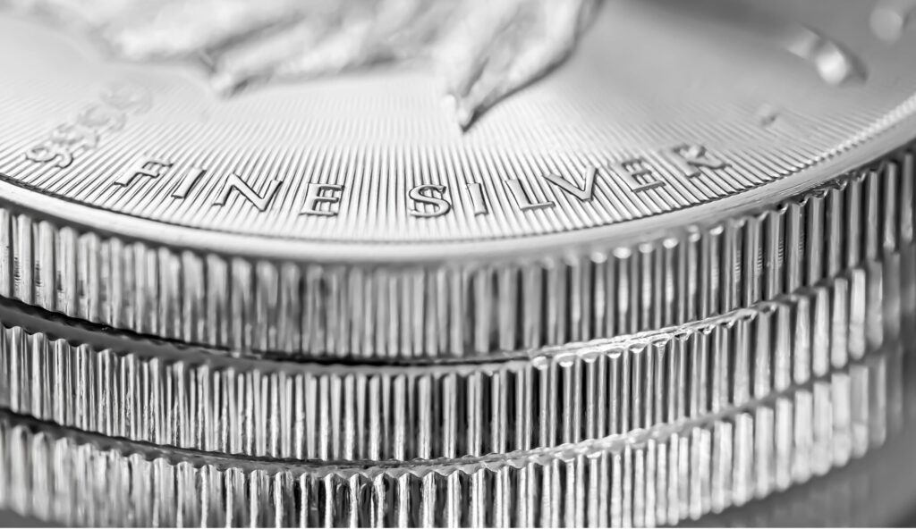 close up of silver coins