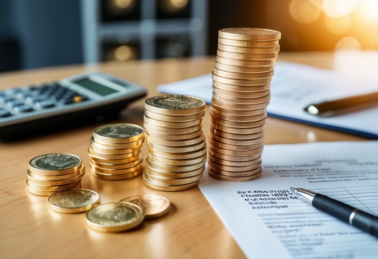 gold coins on a table as someone completes paperwork to take RMD from IRA