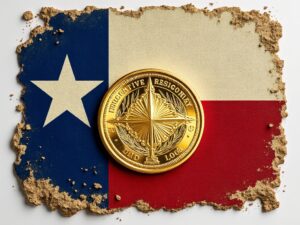 texas flag with gold coin - goldback