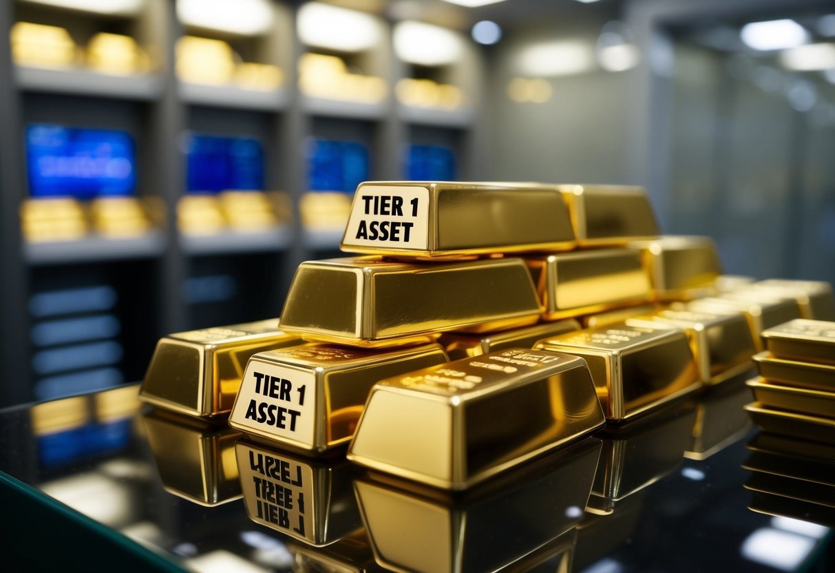 gold bars on a glass table labeled tier 1 asset