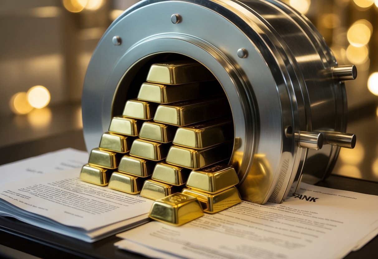 gold bars pouring out of a safe onto a stack of papers - tier 1 asset