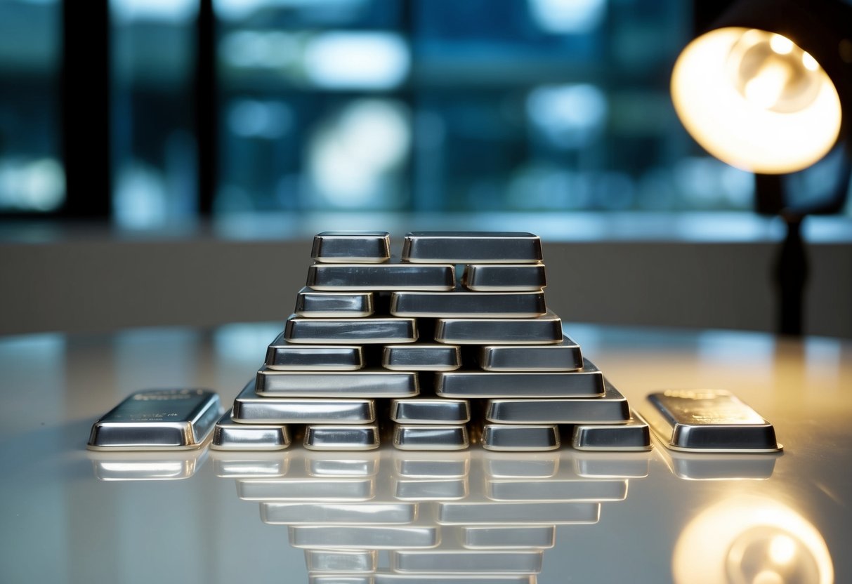 silver bars stacked on a table