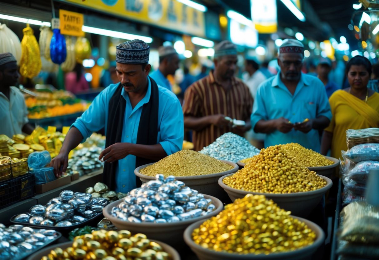 gold and silver in a market