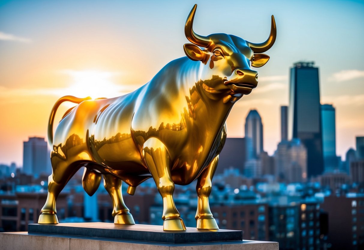 gold bull standing strong