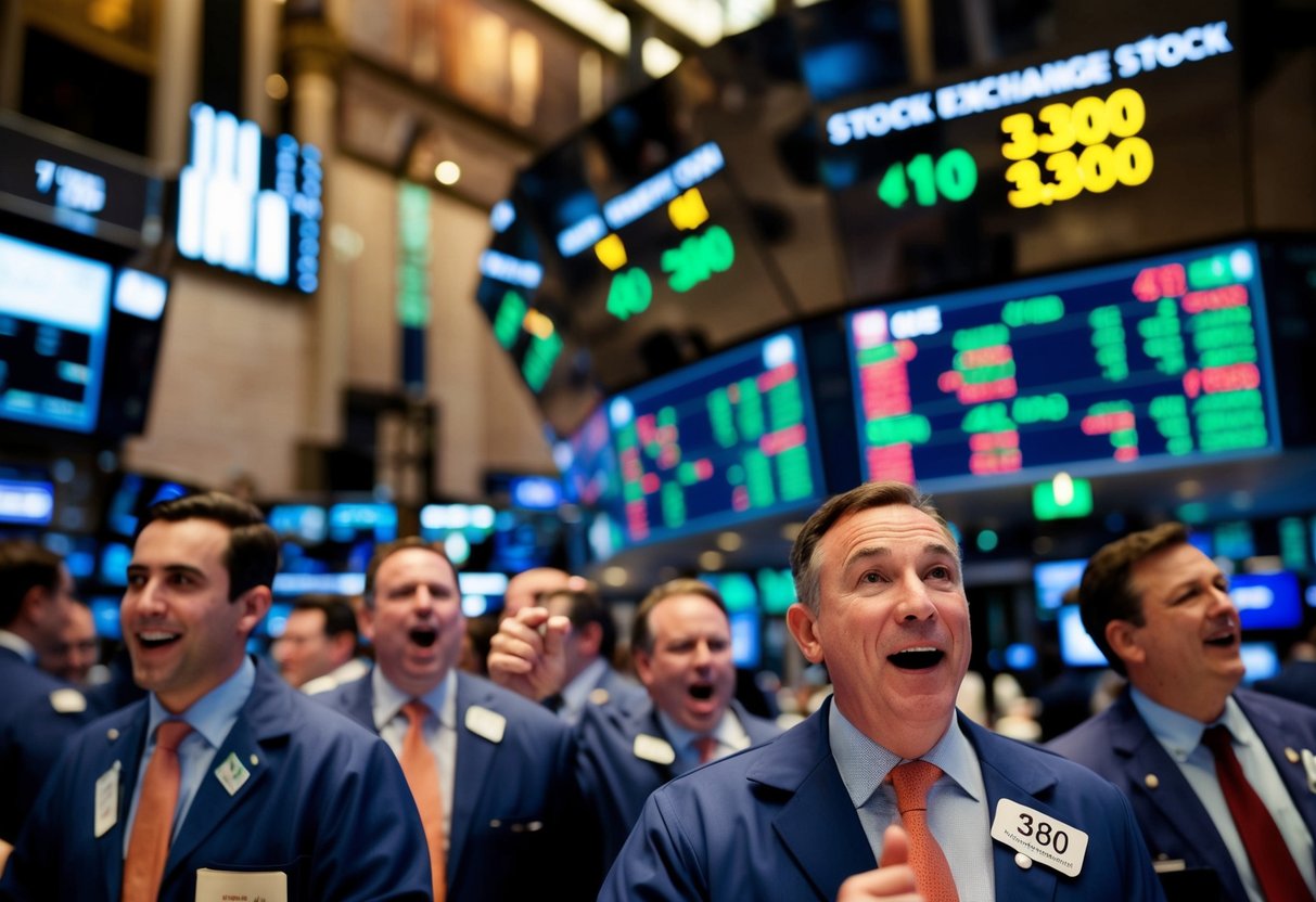 happy guys at the stock market floor