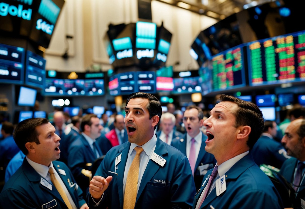 brokers on the trading floor celebrating golds move