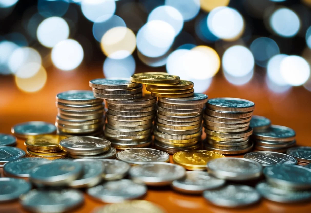 Gold and Silver Coins Scattered