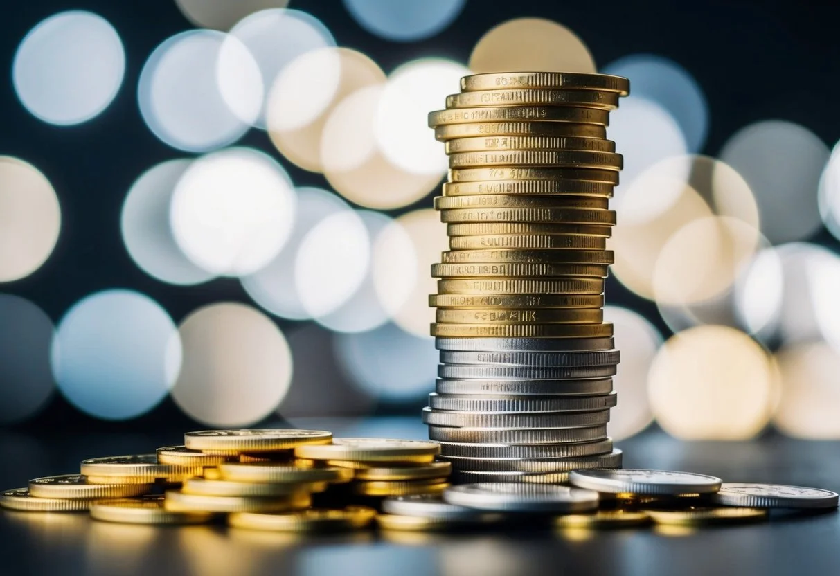 gold and silver coins stacked up