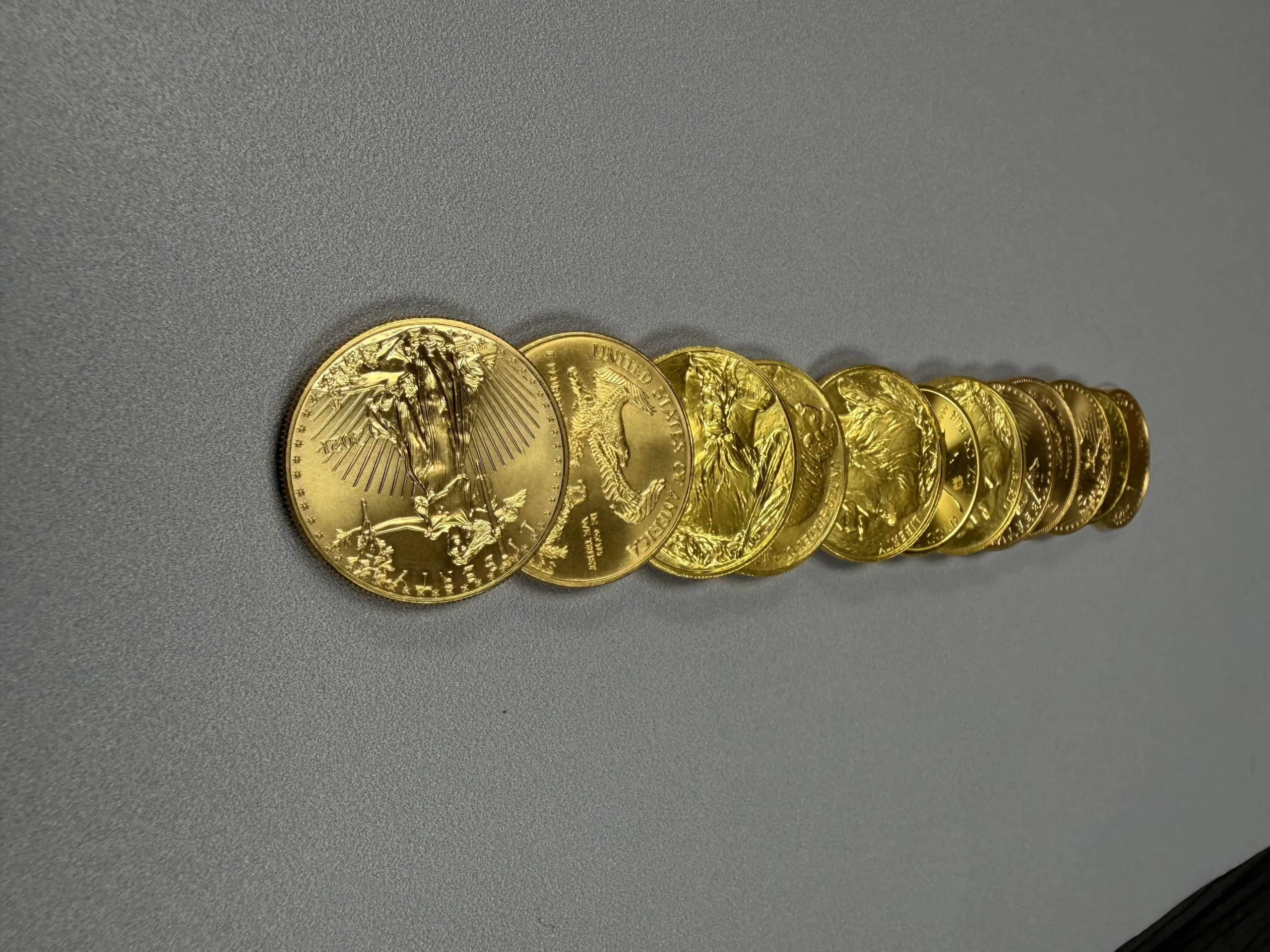 gold rounds in a line