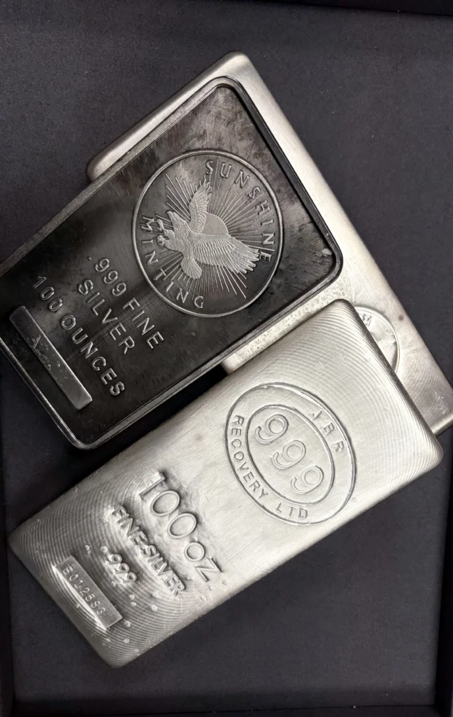Precious silver metals 100oz bars