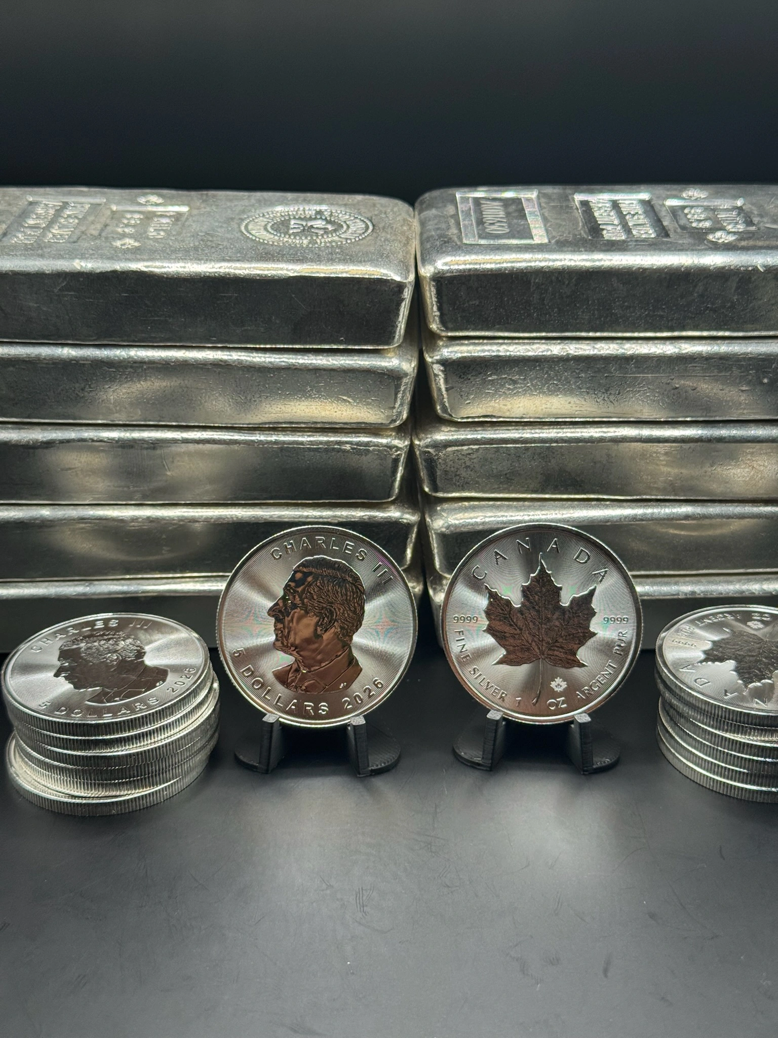 Stacked Silver Coins